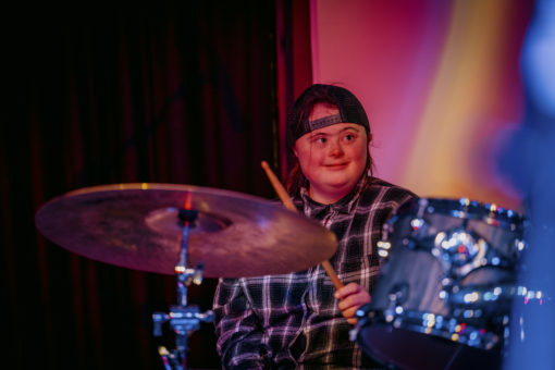 A musician drumming